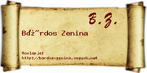Bárdos Zenina névjegykártya